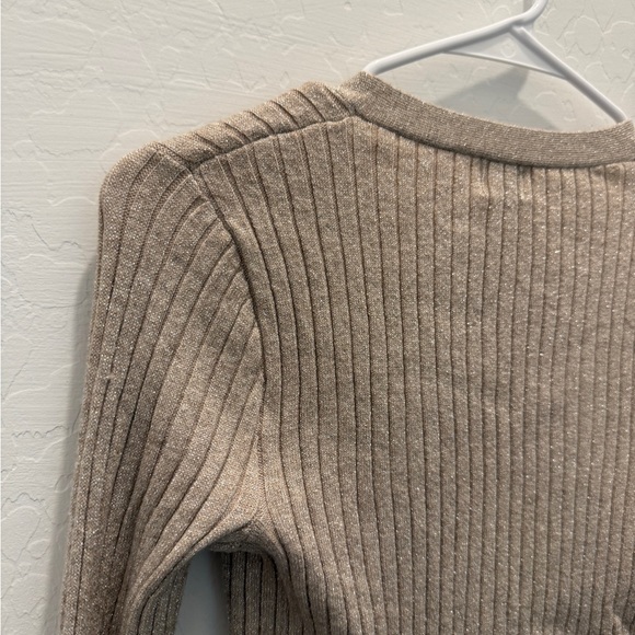 A New Day Champagne Glitter Ribbed V-Neck Cardigan NWOT XS‎ - Picture 4 of 5